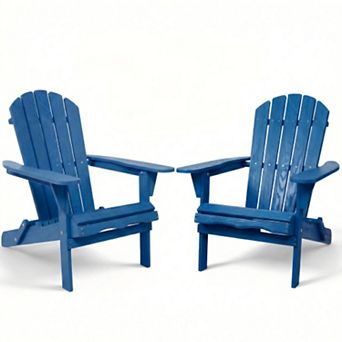 Pnronnc Wooden Folding Adirondack Patio Chair with Embossed Wood Grain Design