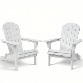 Pnronnc Wooden Folding Adirondack Patio Chair with Embossed Wood Grain Design