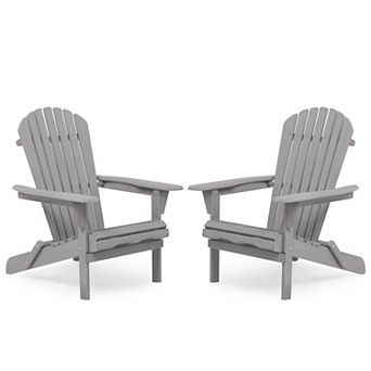 Pnronnc Wooden Outdoor Folding Adirondack Chair Set of 2 for Patio Garden Backyard