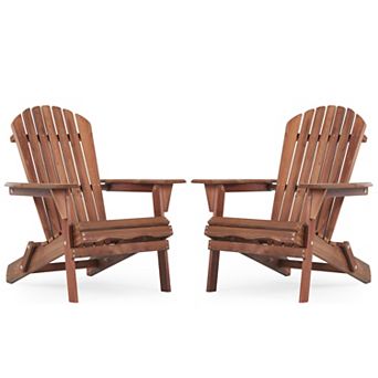 Pnronnc Wooden Outdoor Folding Adirondack Chair Set of 2 for Patio Garden Backyard