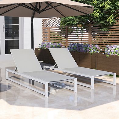 Pnronnc 2-Piece Outdoor Chaise Lounge Set with Adjustable Backrest Aluminum Pool Chairs
