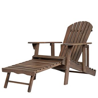 Pnronnc Acacia Wood Folding Adirondack Chair Rustic Outdoor Patio Chair