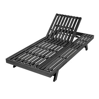 Pnronnc Foldable Acacia Wood Chaise Lounge with Adjustable Backrest Patio Recliner