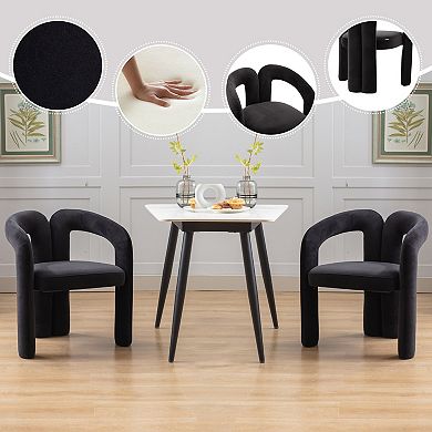 Pnronnc Velvet Upholstered Barrel Dining Chairs Set of 2 Accent Armchairs