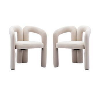 Pnronnc Velvet Upholstered Barrel Dining Chairs Set of 2 Accent Armchairs