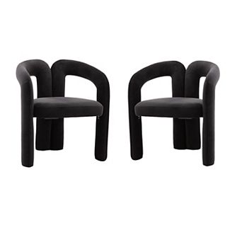 Pnronnc Velvet Upholstered Barrel Dining Chairs Set of 2 Accent Armchairs