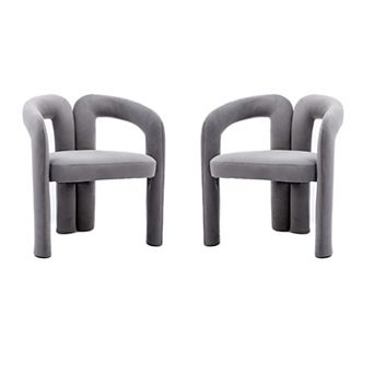 Pnronnc Velvet Upholstered Barrel Dining Chairs Set of 2 Accent Armchairs
