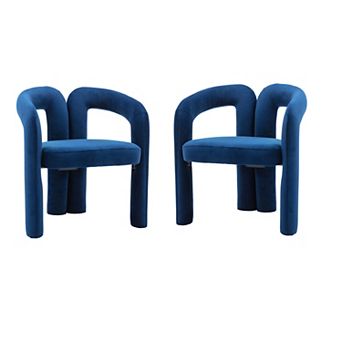 Pnronnc Velvet Upholstered Barrel Dining Chairs Set of 2 Accent Armchairs