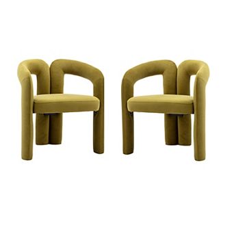 Pnronnc Velvet Upholstered Barrel Dining Chairs Set of 2 Accent Armchairs