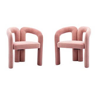 Pnronnc Velvet Upholstered Barrel Dining Chairs Set of 2 Accent Armchairs