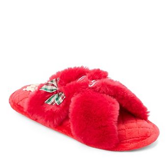 Dearfoams Women's Mama Faux Fur Slide Slippers