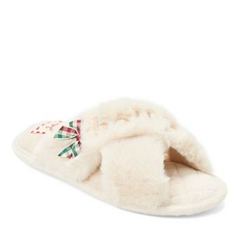 Dearfoams Women's Mama Faux Fur Slide Slippers