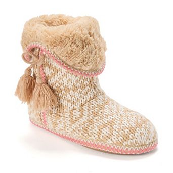 Women's Dearfoams Becky Knit Bootie Slippers With Tassel Detail