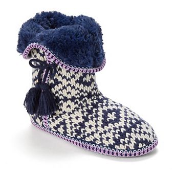 Women's Dearfoams Becky Knit Bootie Slippers With Tassel Detail