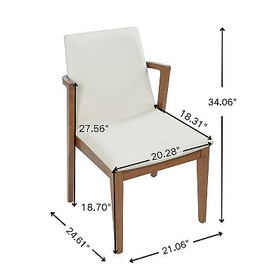 Pnronnc Dining Chairs Set of 2 Upholstered Armchairs with Wood Frame
