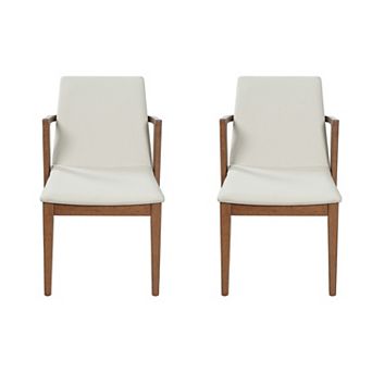 Pnronnc Dining Chairs Set of 2 Upholstered Armchairs with Wood Frame