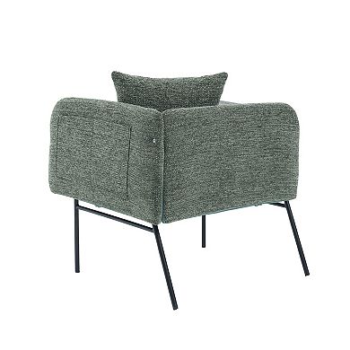 Pnronnc Upholstered Lounge Armchair with Side Table, Pillow and Storage Pocket