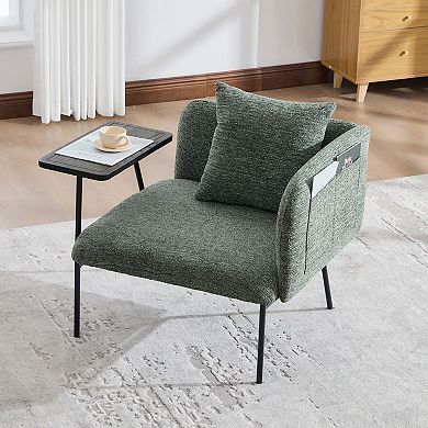 Pnronnc Upholstered Lounge Armchair with Side Table, Pillow and Storage Pocket