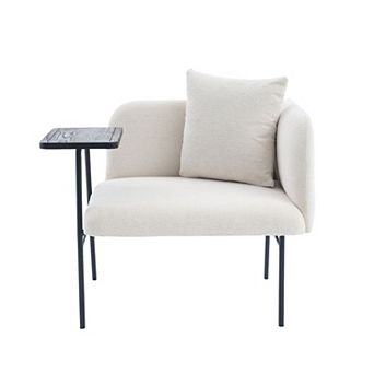 Pnronnc Upholstered Lounge Armchair with Side Table, Pillow and Storage Pocket
