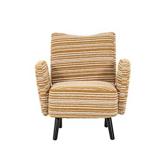 Pnronnc Upholstered Armchair Leisure Chair with Side Pocket and Solid Wood Legs