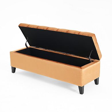 Christopher Knight Home Storage Ottoman Bench with Button Tufting Soft-Close Pressure Hinges