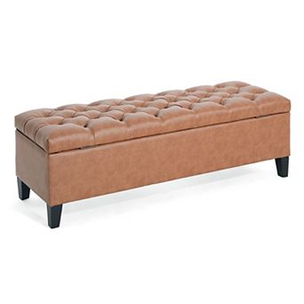 Christopher Knight Home Storage Ottoman Bench with Button Tufting Soft-Close Pressure Hinges