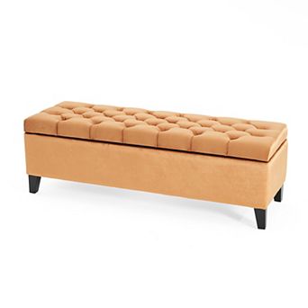 Christopher Knight Home Storage Ottoman Bench with Button Tufting Soft-Close Pressure Hinges