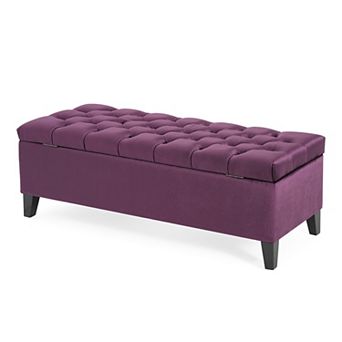 Christopher Knight Home Storage Ottoman Bench with Button Tufting Soft-Close Pressure Hinges