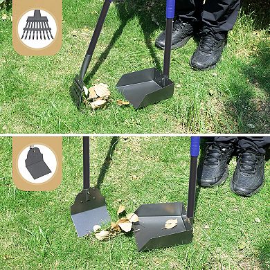 Stainless Steel Spade Poop Scooper Set Pet Waste Removal Scoop With Adjustable Handles