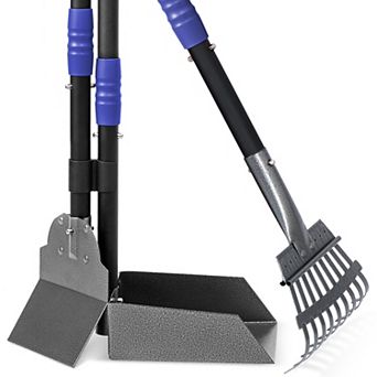 Stainless Steel Spade Poop Scooper Set Pet Waste Removal Scoop With Adjustable Handles