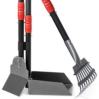 Stainless Steel Spade Poop Scooper Set Pet Waste Removal Scoop With Adjustable Handles