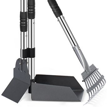 Stainless Steel Spade Poop Scooper Set Pet Waste Removal Scoop With Adjustable Handles