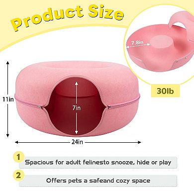 Cat Cave for Multiple & Large Cats Up to 30-45 Lbs, Scratch Detachable & Washable Tunnel Bed