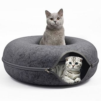 Cat Cave for Multiple & Large Cats Up to 30-45 Lbs, Scratch Detachable & Washable Tunnel Bed