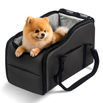 Dog Car Seat for Small Dogs Pet Booster Seat with Safety Leash, Adjustable Straps, & Storage Pocket