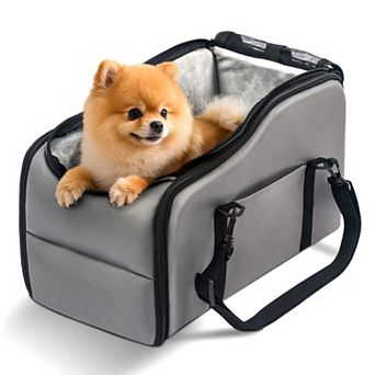 Dog Car Seat for Small Dogs Pet Booster Seat with Safety Leash, Adjustable Straps, & Storage Pocket