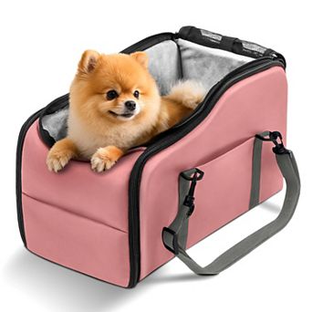Dog Car Seat for Small Dogs Pet Booster Seat with Safety Leash, Adjustable Straps, & Storage Pocket