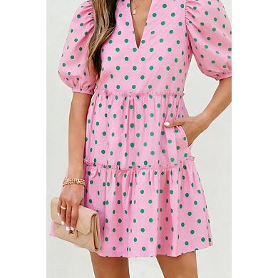 Trendsi Polka Dot Tiered Mini Dress