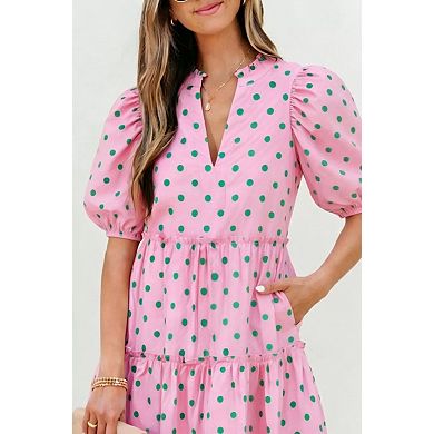 Trendsi Polka Dot Tiered Mini Dress