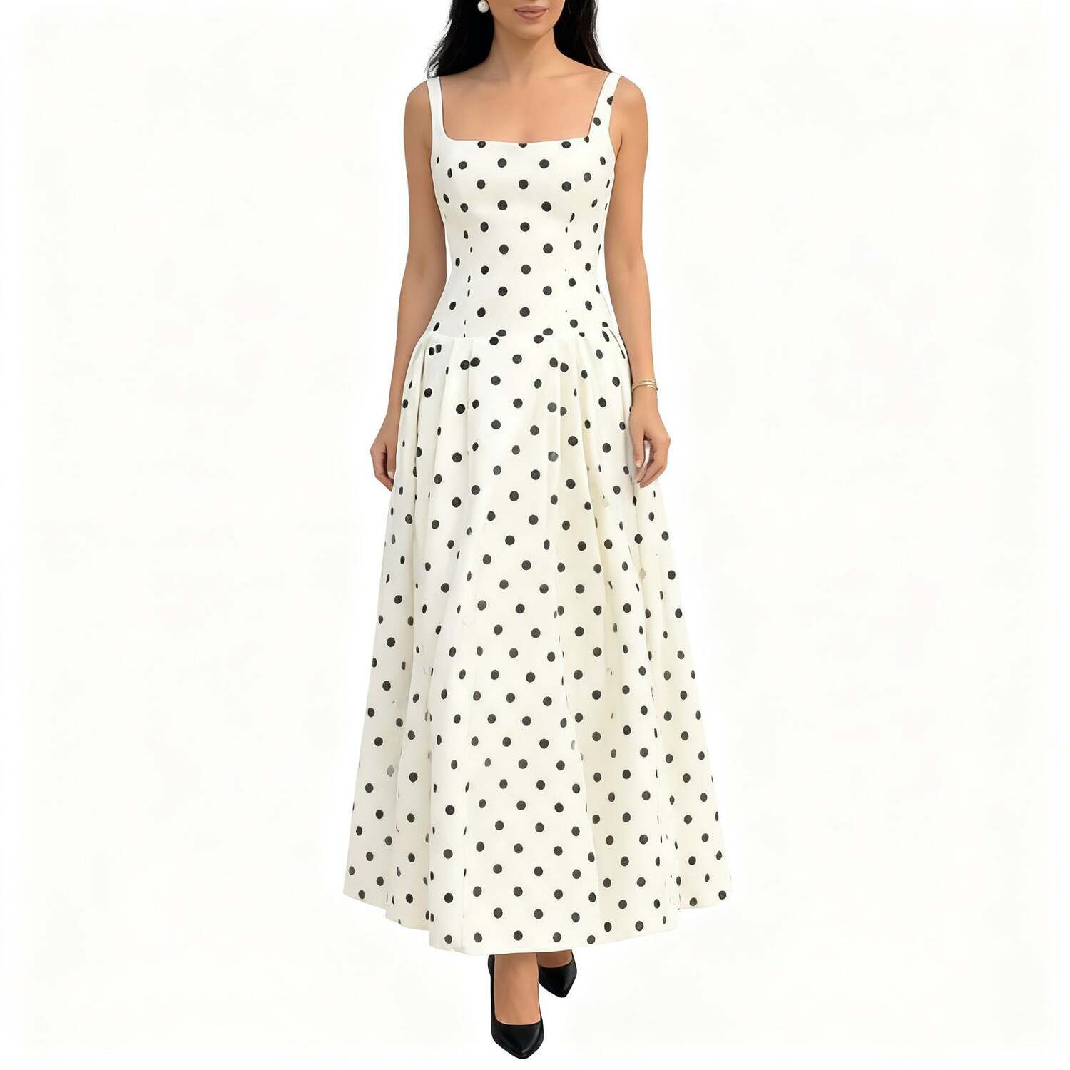 Женские платья Trendsi Polka Dot Square Neck Maxi Dress