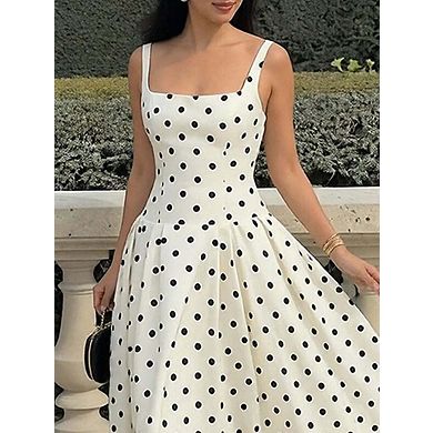 Trendsi Polka Dot Square Neck Maxi Dress