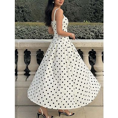 Trendsi Polka Dot Square Neck Maxi Dress