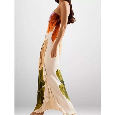 Trendsi Floral Print One-Shoulder Maxi Dress