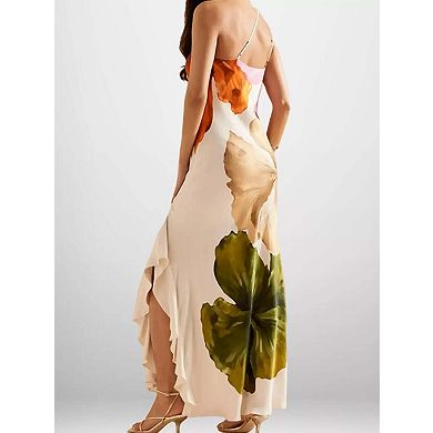 Trendsi Floral Print One-Shoulder Maxi Dress