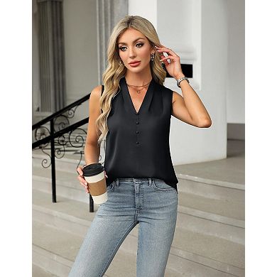 Women's Dressy Tank Tops Summer Sleeveless Work V Neck Blouses