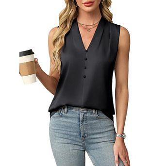 Women's Dressy Tank Tops Summer Sleeveless Work V Neck Blouses