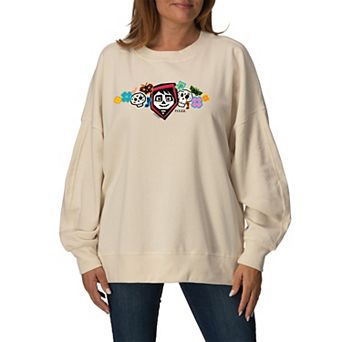 Women's Disney / Pixar's Coco Sugar Skull Floral Oversized Fleece Crew Sweatshirt