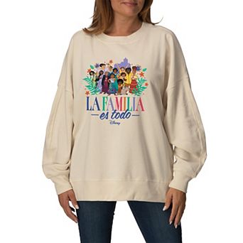 Women's Disney's Encanto "La Familia Es Todo" Oversized Fleece Crew Sweatshirt