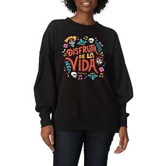 Women's Disney / Pixar's Coco "Disfruta de la Vida" Oversized Fleece Crew Sweatshirt