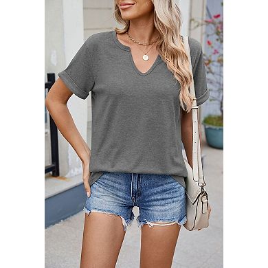 Women's V-Neck Basic Short Sleeve Summer Casual Top
